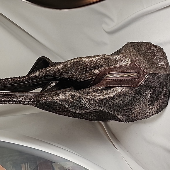 Langellotti Boa Embossed Bronze Italian Leather Shoulder Bag - Picture 2 of 10